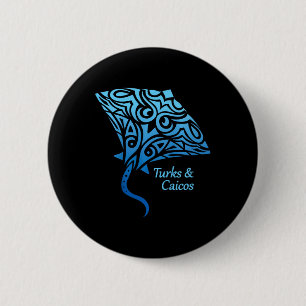 Badge Rond 5 Cm Îles Turques-et-Caïques Stingray Garçons Filles Va