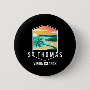 Badge Rond 5 Cm Îles Vierges américaines Plage Coucher de soleil P