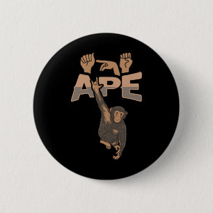 Badge Rond 5 Cm ILL APE ASL Geste main sourde perte d'audition déf