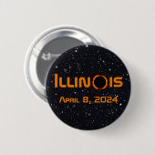 Badge Rond 5 Cm Illinois 2024 Total Solaire Eclipse (Devant & derrière)