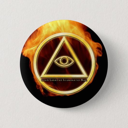 Badge Rond 5 Cm Illuminati sur le feu (Devant)