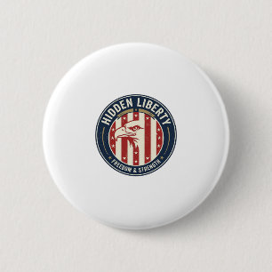 Badge Rond 5 Cm Illusion Patriotique de Liberté Cachée Optique