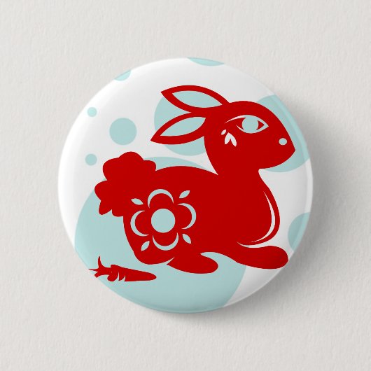 BADGE ROND 5 CM ILLUSTRATION CHINOISE DU LAPIN PAPERCUT DE (Devant)