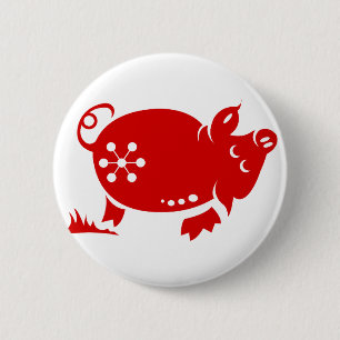 BADGE ROND 5 CM ILLUSTRATION CHINOISE DU PORC PAPERCUT DE ZODIAQUE