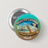 Badge Rond 5 Cm Illustration customisée de plage de Newport (Devant & derrière)