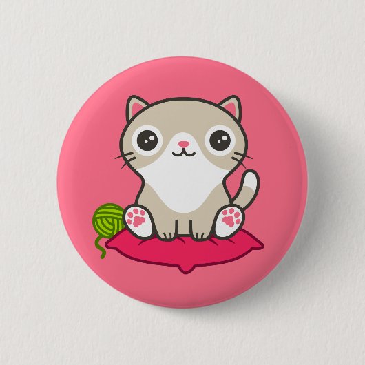 Badge Rond 5 Cm Illustration Cute Kitty (Devant)