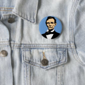 Badge Rond 5 Cm Illustration d'Abraham Lincoln sur le bleu (En situation)
