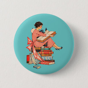Badge Rond 5 Cm Illustration d'amateur de livres anciens