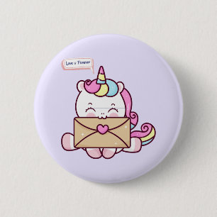 Badge Rond 5 Cm Illustration d'amour de licorne kawaii mignonne