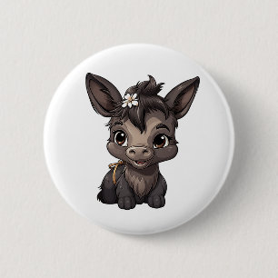 Badge Rond 5 Cm Illustration d'âne de dessin