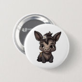 Badge Rond 5 Cm Illustration d'âne de dessin (Devant & derrière)