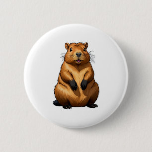 Badge Rond 5 Cm Illustration d'animal de rongeur de Capybara migno