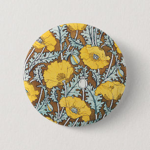 Badge Rond 5 Cm Illustration d'art de pavot motif floral