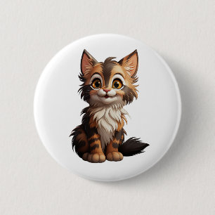 Badge Rond 5 Cm Illustration de chat de dessin animé