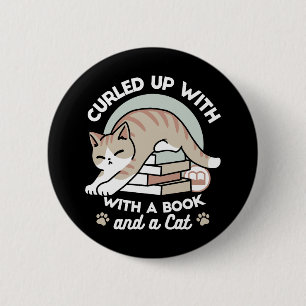 Badge Rond 5 Cm Illustration de chat Lover - Curled Up & Cosy