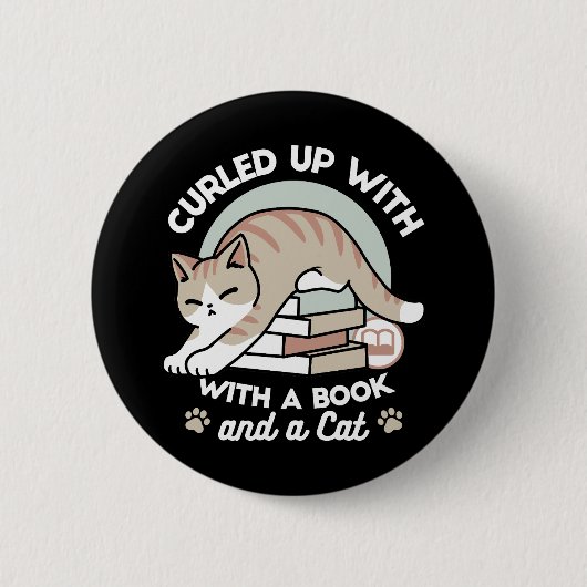 Badge Rond 5 Cm Illustration de chat Lover - Curled Up & Cosy (Devant)