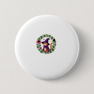 Badge Rond 5 Cm Illustration de chaton sorcier tigre orange Long S