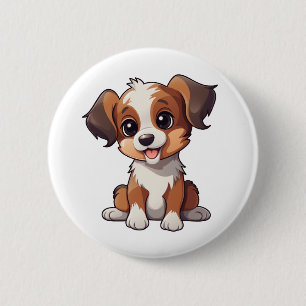 Badge Rond 5 Cm Illustration de chien de dessin animé