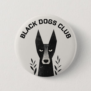 Badge Rond 5 Cm Illustration de chien noir