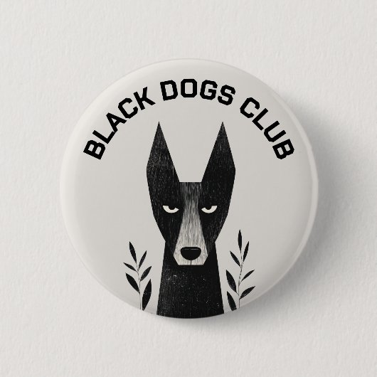 Badge Rond 5 Cm Illustration de chien noir (Devant)