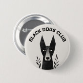 Badge Rond 5 Cm Illustration de chien noir (Devant & derrière)