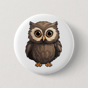 Badge Rond 5 Cm Illustration de chouette de dessin