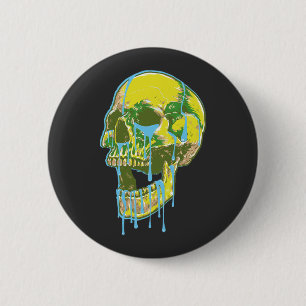 Badge Rond 5 Cm Illustration de crâne qui dégouline de néon – Art