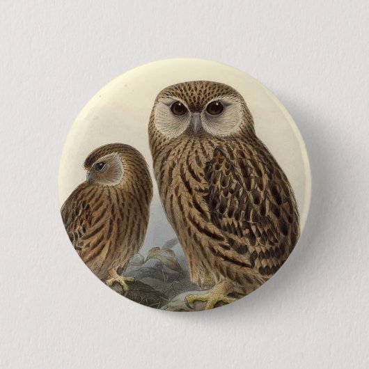 Badge Rond 5 Cm Illustration de cru de hibou riant (Devant)