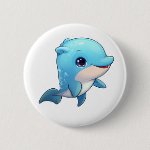 Badge Rond 5 Cm Illustration de dauphin en dessin animé