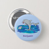 Badge Rond 5 Cm Illustration de dauphins heureux adorables (Devant & derrière)