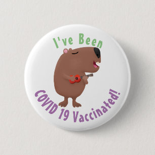 Badge Rond 5 Cm Illustration de dessin animé de capybara ukulele