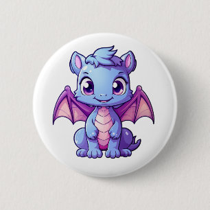Badge Rond 5 Cm Illustration de dragon de dessin animé