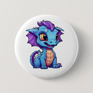 Badge Rond 5 Cm Illustration de dragon de dessin animé