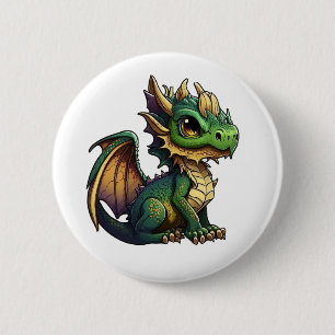 Badge Rond 5 Cm Illustration de dragon de dessin animé