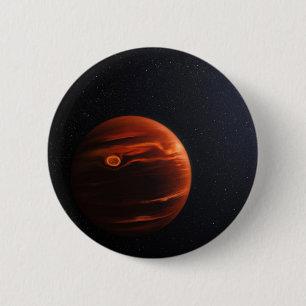 Badge Rond 5 Cm Illustration De Exoplanet Vhs 1256 B Et Ses Étoile