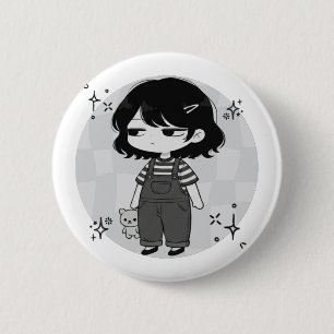 Badge Rond 5 Cm Illustration de fille chibi esthétique dépassée