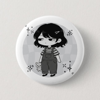 Badge Rond 5 Cm Illustration de fille chibi esthétique dépassée