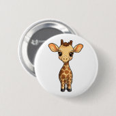 Badge Rond 5 Cm Illustration de girafe de dessin animé (Devant & derrière)