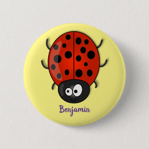 Badge Rond 5 Cm Illustration de la caricature de coccinelle rouge 