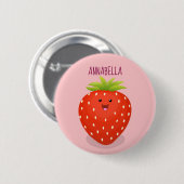 Badge Rond 5 Cm Illustration de la fraise Cute kawaii (Devant & derrière)
