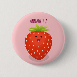 Badge Rond 5 Cm Illustration de la fraise Cute kawaii