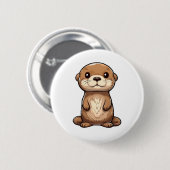 Badge Rond 5 Cm Illustration de la loutre de dessin (Devant & derrière)