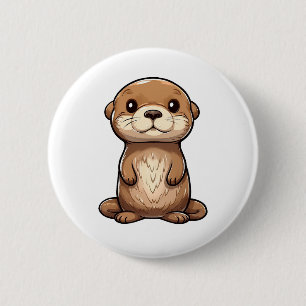 Badge Rond 5 Cm Illustration de la loutre de dessin