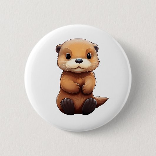 Badge Rond 5 Cm Illustration de la loutre de dessin (Devant)