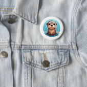 Badge Rond 5 Cm Illustration de la loutre de dessin (En situation)