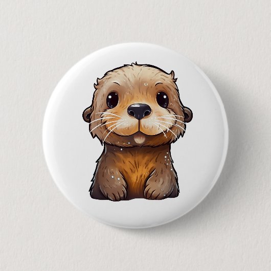 Badge Rond 5 Cm Illustration de la loutre de dessin (Devant)