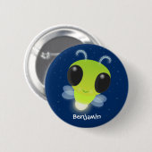 Badge Rond 5 Cm Illustration de la luciole vert mou (Devant & derrière)