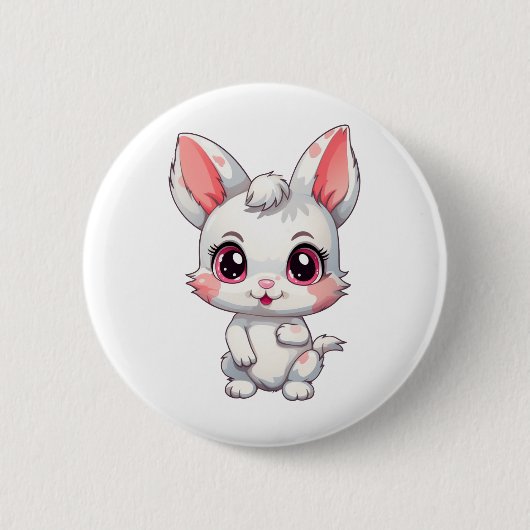 Badge Rond 5 Cm Illustration de lapin de dessin (Devant)
