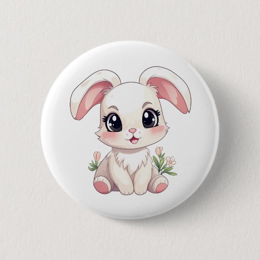 Badge Rond 5 Cm Illustration de lapin de dessin (Devant)