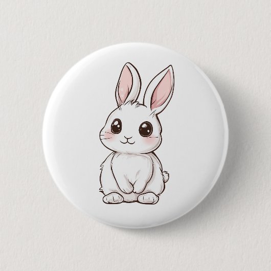 Badge Rond 5 Cm Illustration de lapin de dessin (Devant)